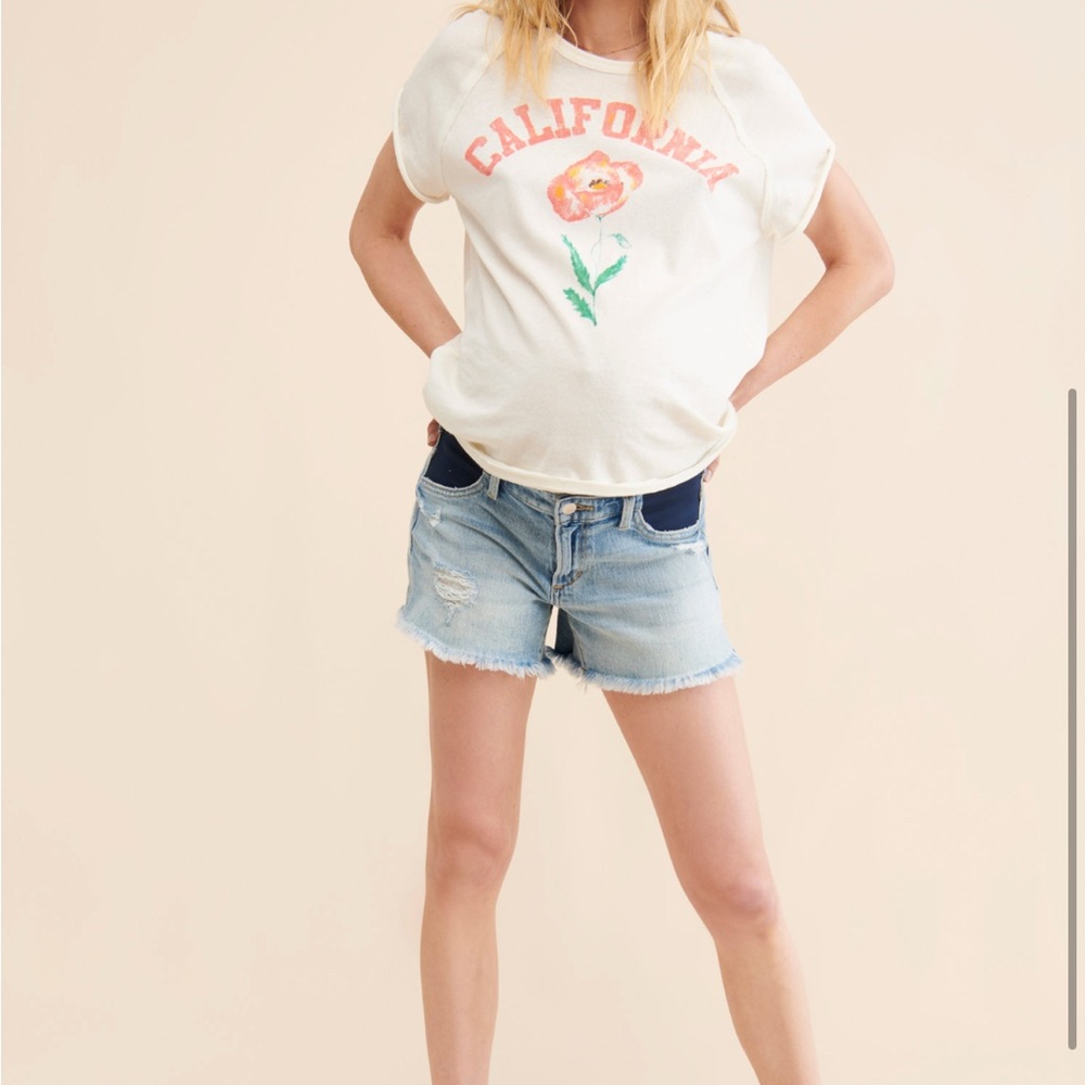 Maternity Ozzie Frayed
Denim Shorts